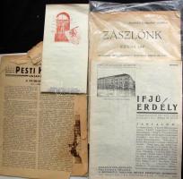 1900-1934. Vegyes Nyomtatvány hagyaték: Ifjú Erdély, Pesti Hírlap, Zászlónk,  vegyes állapotban