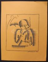 Molnár C. Pál jelzéssel: Reggel. Papír  ceruza. 25x33cm