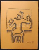 Molnár C. Pál jelzéssel: Telefonos kisasszony. Papír  ceruza. 25x33cm