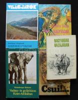 1971-1985 5 db vadászati könyv: Jékely Endre: Nagyvadak közelről, Véber Károly: Nagyvadak hazájában, Széchenyi Zsigmond: Alaszkában vadásztam, Széchenyi Zsigmond: Csui!..., Kittenberger Kálmán: Vadász és gyűjtőúton Kelet- Afrikában
