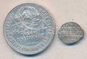 Cári Oroszország cca 1600. "Boris Godunov" Ag Kopejka T:3 + Szovjetunió 1924. 50k Ag T:2- Russia/Empire 1600s Boris Godunov Ag kopek C:F + Soviet Union 1924. 50 Kopeks Ag C:VF