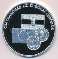 DN "A magyar pénz krónikája-Csatlakozás az Európai Unióhoz" Ag(999) emlékérem, (20g/38,61m...