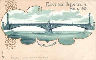 Paris Expo 1900 Alexander III bridge litho