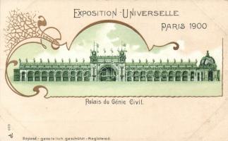 Paris Expo 1900 Palace of civil engineering litho