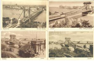 Budapest 7 db régi, hidas képeslap