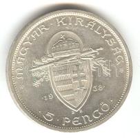 1938. 5P Ag "Szent István" T:2 ph.