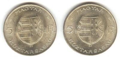 1947. 5Ft Ag "Kossuth" (2x) T:2 ph.