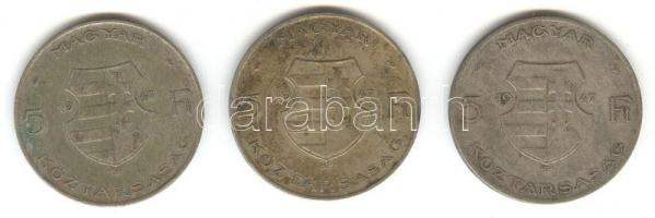 1947. 5Ft Ag "Kossuth" (3x) T:3