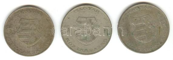 1947. 5Ft Ag "Kossuth" (3x) T:3