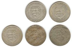 1947. 5Ft Ag "Kossuth" (5x) T:2-,3