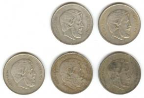 1947. 5Ft Ag "Kossuth" (5x) T:2-,3