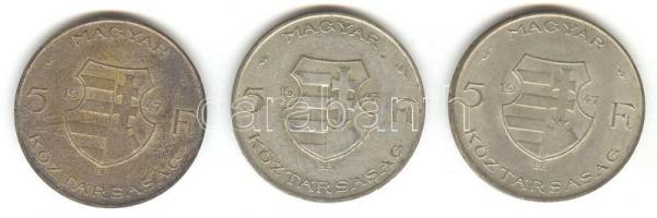 1947. 5Ft Ag "Kossuth" (5x) T:2-