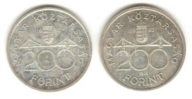 1992. 200Ft Ag "MNB" (2x) T:2-