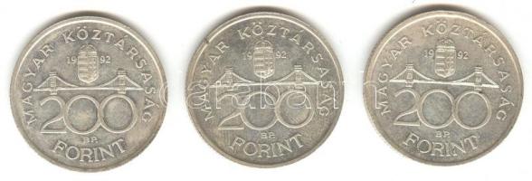 1992. 200Ft Ag "MNB" (3x) T:3