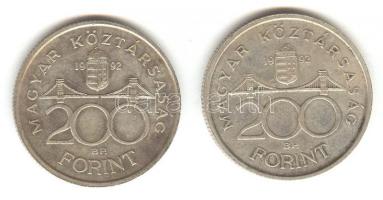 1992. 200Ft Ag "MNB" (2x) T:2,2-