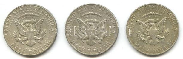 Amerikai Egyesült Államok 1967/68D/69D. 1/2$ Ag "Kennedy" (3x) T:2- USA 1967/68D/69D. 1/2 Dollar "Kennedy" (3x) C:VF