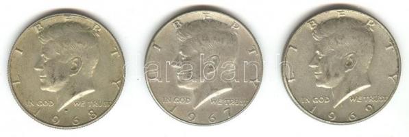 Amerikai Egyesült Államok 1967/68D/69D. 1/2$ Ag "Kennedy" (3x) T:2-
USA 1967/68D/69D. 1/2 ...