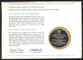 NSZK 1975. "Albert Schweitzer" a Postamesterek gondozásában kiadott Ag(925) emlékérem 20g ...