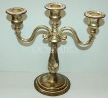 Három ágú asztali fém gyertyatartó/  metal candelabra 23x22cm