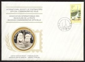 Dél-Afrika 1975. "afrikaans nyelv" a Postamesterek gondozásában kiadott Ag(925) emlékérem 20g érmés, bélyeges borítékon, dél-afrikai bélyeggel, elsőnapi bélyegzővel, holland nyelvű ismertetővel T:PP  South Africa 1975. "Afrikaans language" Ag(925) medallion (20g) / International Society of Postmasters - Medallic First Day Cover with Dutch information C:PP