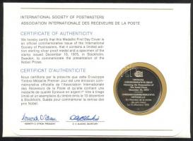 Svédország 1975. "Nobel-díj" a Postamesterek gondozásában kiadott Ag(925) emlékérem 20g ér...