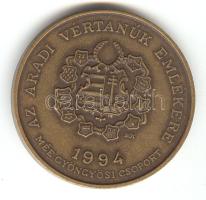 Bognár György (1944-) / Szabó Tamás (1952-) 1994. "MÉE Gyöngyösi Csoport - Aradi Vértanúk / gr. Leiningen-Westerburg Károly" Br emlékérem (d=42mm) T:1-