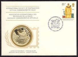 Nagy Britannia 1976. "Eisteddfod fesztivál" a Postamesterek gondozásában kiadott Ag(925) emlékérem 20g érmés, bélyeges borítékon, walesi bélyeggel, elsőnapi bélyegzővel, holland nyelvű ismertetővel T:PP  Great Britain 1976. "The Royal National Eisteddfod" Ag(925) medallion (20g) / International Society of Postmasters - Medallic First Day Cover with Dutch information C:PP