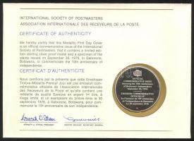 Botswana 1976. "Függetlenség 10. évfordulója" a Postamesterek gondozásában kiadott Ag(925)...