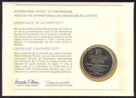 Monaco 1976. "Pénzverés" a Postamesterek gondozásában kiadott Ag(925) emlékérem 20g érmés,...