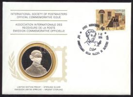 Olaszország 1976. "Silvestro Lega" a Postamesterek gondozásában kiadott Ag(925) emlékérem 20g érmés, bélyeges borítékon, olasz bélyeggel, elsőnapi bélyegzővel, holland nyelvű ismertetővel T:PP  Italy 1976. "Silvestro Lega" Ag(925) medallion (20g) / International Society of Postmasters - Medallic First Day Cover with Dutch information C:PP