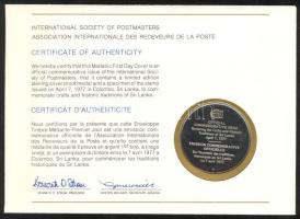 Srí Lanka 1977. "Történelmi hagyományok" a Postamesterek gondozásában kiadott Ag(925) emlé...