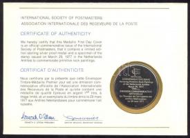 Holland Antillák 1977. "Falfestmények" a Postamesterek gondozásában kiadott Ag(925) emléké...