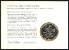 Grönland 1977. "Jörgen Brönlund" a Postamesterek gondozásában kiadott Ag(925) emlékérem 20...