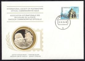 Hollandia 1976. "Michiel de Ruyter" a Postamesterek gondozásában kiadott Ag(925) emlékérem 20g érmés, bélyeges borítékon, holland bélyeggel, elsőnapi bélyegzővel, holland nyelvű ismertetővel T:PP  Netherlands 1976. "Michiel de Ruyter" Ag(925) medallion (20g) / International Society of Postmasters - Medallic First Day Cover with Dutch information C:PP