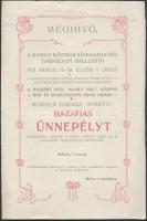 1918. Meghívó hazafias népünnepélyre. 26x17,5cm