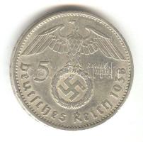 Német 3. Birodalom 1938A 5M Ag "Hindenburg" T:2- German Third Reich 1938A 5 Marks Ag "Hindenburg" C:VF