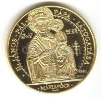 Bognár György (1944-) / Lebó Ferenc (1960-) 1991. "II.János Pál pápa látogatása - Máriapócs" aranyozott emlékérem (d=43mm) T:PP