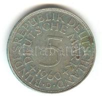 NSZK 1960D 5M Ag T:2- Germany Federal Republic 1960D 5 Mark Ag C:Vf