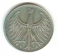 NSZK 1960D 5M Ag T:2-
Germany Federal Republic 1960D 5 Mark Ag C:Vf