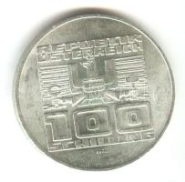 Ausztria 1975. 100Sch Ag "50 éves a Schilling" T:2 ph. Austria 1975. 100 Schilling Ag "50th Anniversary - Schilling" C:XF edge error