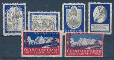 1939 6 db klf magyar levélzáró