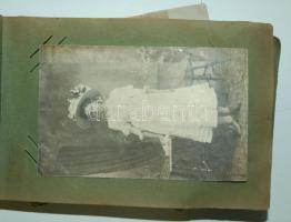 cca 1910 Megviselt fotóalbum 37 db. részben katonai fotóval vegyes minőségben / 
cca 1910 37 photos ...