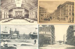 70 db régi fekete-fehér képeslap főleg magyar és európai városok szállodáiról, színes, érdekes anyag!