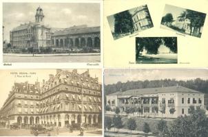 70 db régi fekete-fehér képeslap főleg magyar és európai városok szállodáiról, színes, érdekes anyag...