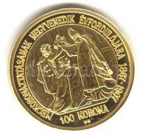 "Magyar aranypénzek utánveretben - Ferenc József jubileumi 100 korona" aranyozott Ag emlékérem (5.5g) T:PP csak 2009db! Tanúsítvánnyal