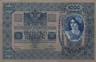 1902. 1000K (2x) "Deutschösterreich" felülbélyegzéssel, egymásutáni sorszámmal! T:II (hajt...