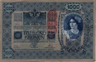 1902. 1000K (2x) "Deutschösterreich" felülbélyegzéssel, egymásutáni sorszámmal! T:II (hajt...