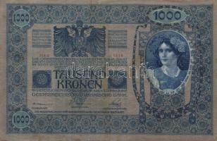 1902. 1000K (2x) "Deutschösterreich" felülbélyegzéssel, egymásutáni sorszámmal! T:II (hajt...