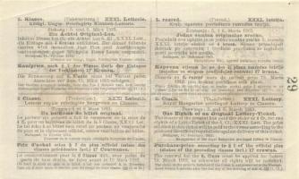 1913. Magyar Kir. Szabadalmazott Osztálysorsjáték ötödik osztály egy nyolcad sorsjegye 4K T:II