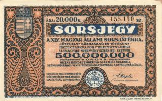 1925. "Sorsjegy a XLV. Magyar Állami sorsjátékra" 20.000K értékben T:II